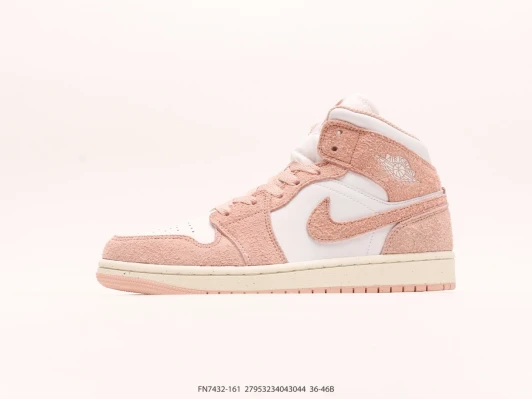 Air Jordan 1 Mid SE Pink Suede Mid-Top Sneakers FN7432-161