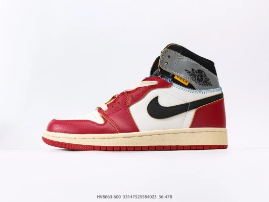 Jordan 1 High Red White Black Leather High-Top Sneakers HV8663-600