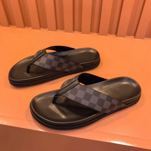 Louis Vuitton Flip Flops Monogram Canvas Black