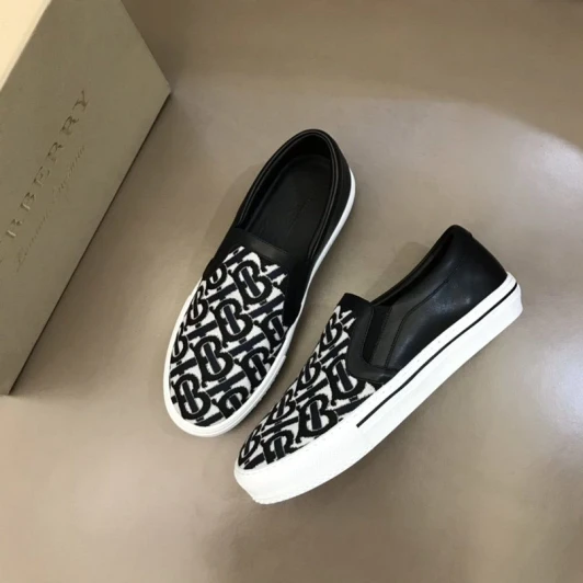 Burberry Slip-on Shoes Black Monogram Rubber Sole