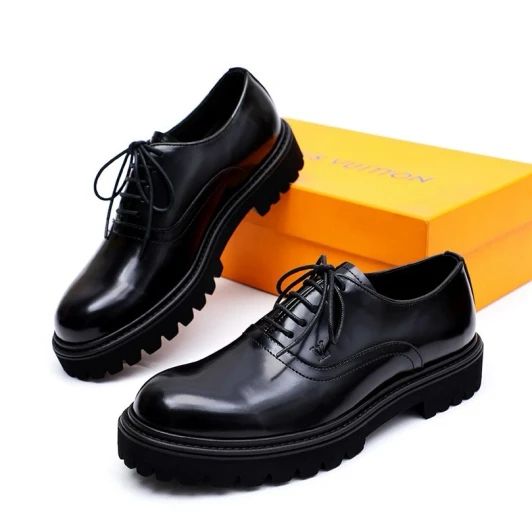 Louis Vuitton Men's Black Leather Oxford Shoes Chunky Sole