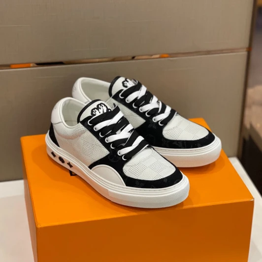 Louis Vuitton Ollie Sneakers White Black Leather Monogram Sole