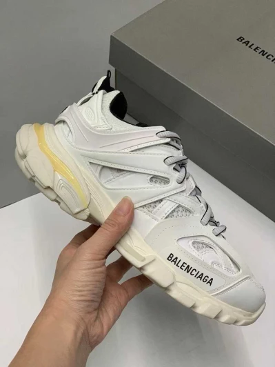 Balenciaga White Leather Mesh Chunky Dad Sneakers