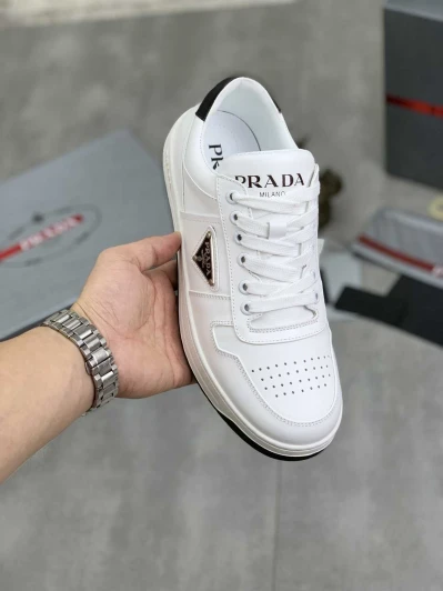 Prada Sneakers White Leather Logo Detail