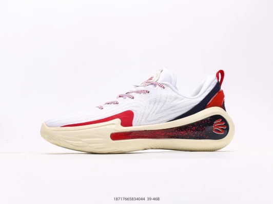 Under Armour Athletic Shoes White Red Blue Textile Lace-Up Performance