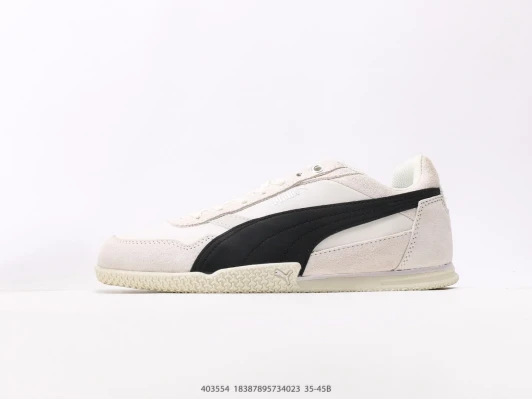 Puma Sneakers White Suede Black Stripe Low Top