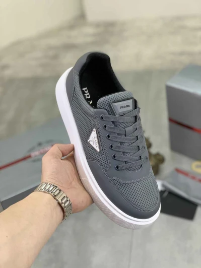 Prada Sneakers Grey Mesh Triangle Logo