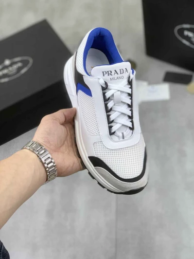 Prada Sneakers White Blue Suede Mesh Prada Sneakers White Blue Suede Mesh