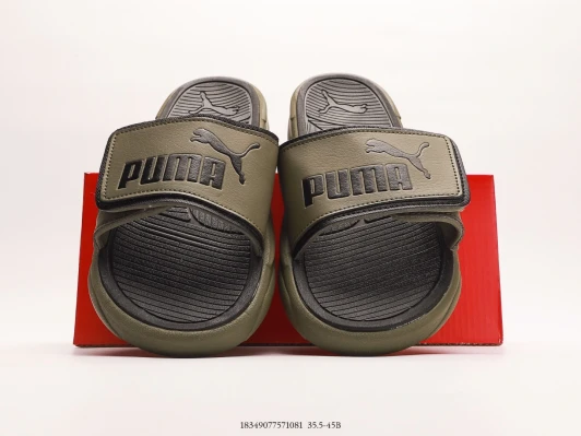 Puma Slides Olive Green Synthetic Adjustable Strap