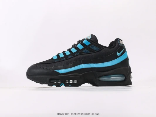 Nike Air Max 95 Black Light Blue Mesh Sneakers IB1667-001