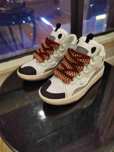 Lanvin Sneakers White Leather Chunky Sole Statement Laces