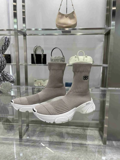 Balenciaga Sock High-Top Sneakers Taupe Knit Sock Style