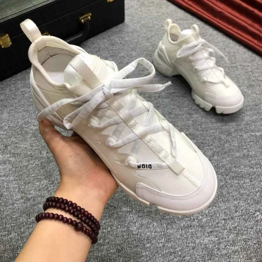 Dior D-Connect Chunky Sneakers White Neoprene Mesh Lace-Up Low Top Platform Trainers