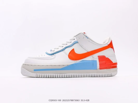 Nike Air Force 1 Shadow White Orange Blue Layered Sneakers CQ9503-100