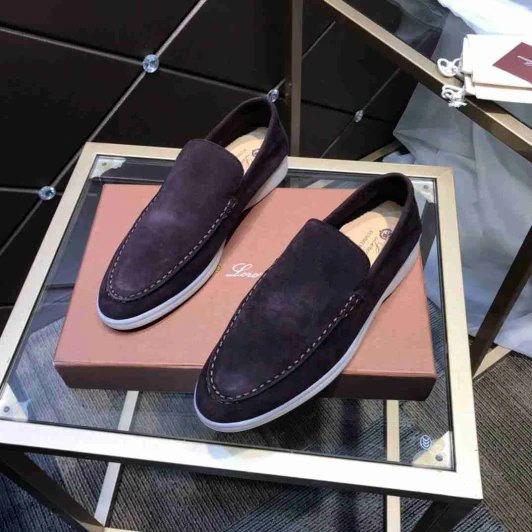 Loro Piana Suede Loafers Dark Brown Slip-On Shoes
