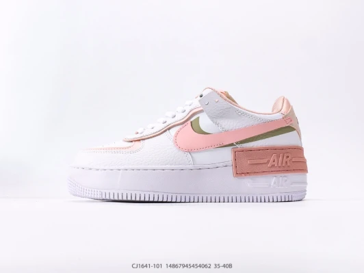Nike Air Force 1 Shadow White Pink Leather Platform CJ1641-101