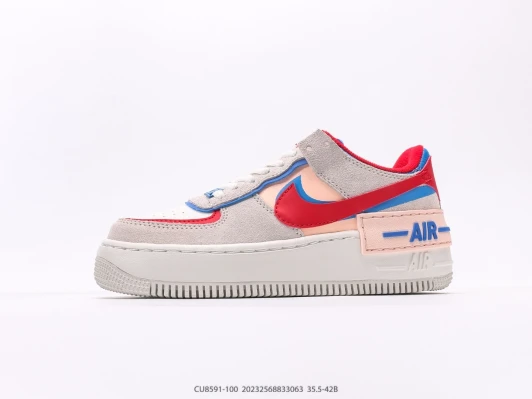 Nike Air Force 1 Shadow Suede & Leather Trainers Multi Colour