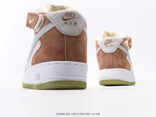 Nike Air Force 1 Mid Light Green Suede Fur Trim High Top Sneakers