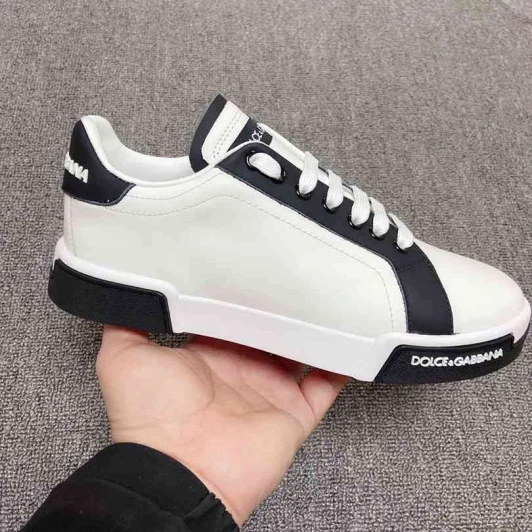 Dolce & Gabbana Sneakers White Black Leather Low Top 2