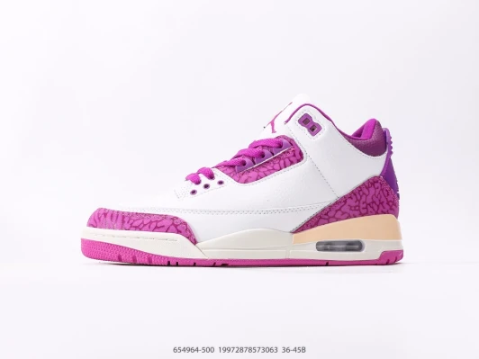 Jordan 3 Sneakers White Pink Purple Elephant Print