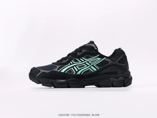 Asics Sneakers Black Mint Green Suede Mesh 1203A789