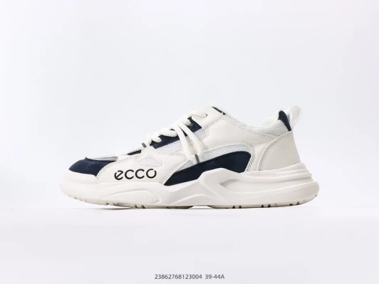 Ecco Sneakers White Navy Chunky Sole Lace-up