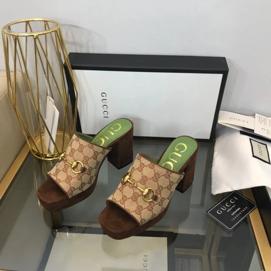 Gucci Mules With Horsebit Detail Leather And Canvas G2020
