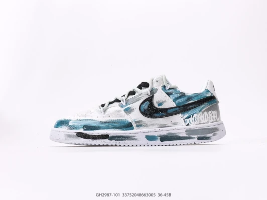 Nike Court Vision Low White Blue Brushstroke Sneakers DH2987-101