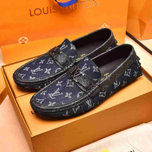 Louis Vuitton Men's Loafers Blue Monogram Denim