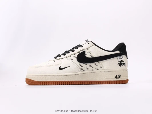 Nike Air Force 1 Sneakers Cream All-Over Logo Gum Sole XZ6188-255