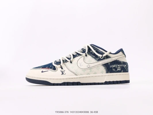 Nike Dunk Low Sneakers White Denim Monogram YX5066-376 Nike Dunk Low Sneakers White Denim Monogram YX5066-376