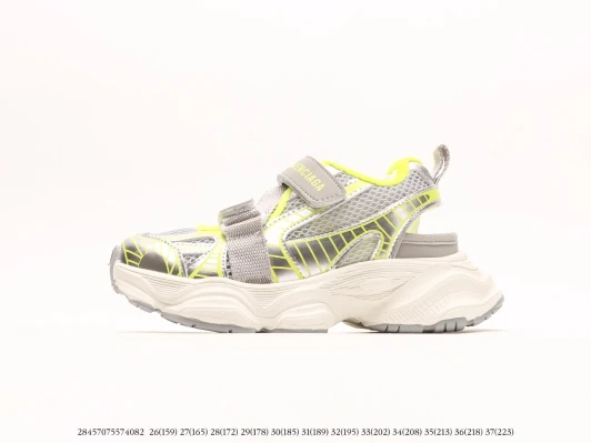 Balenciaga Sandals Silver Yellow Mesh Hook-and-Loop Closure