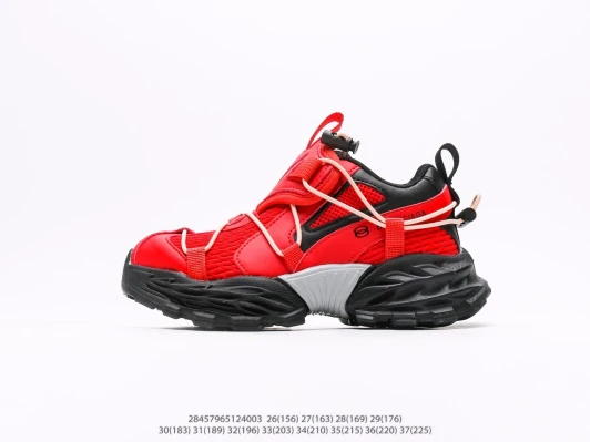 Balenciaga Athletic Shoes Red Mesh Rubber Chunky Sole Lace Up