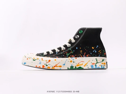 Converse Canvas High Top Black Paint Splatter Platform Sneakers