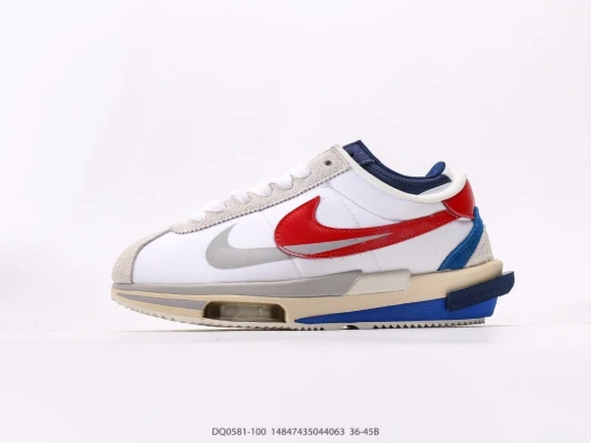 Nike Cortez Sneakers White Red Blue Suede DQ0581