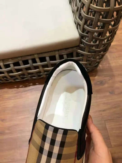 Burberry Slip-On Sneakers Beige Black Plaid Canvas