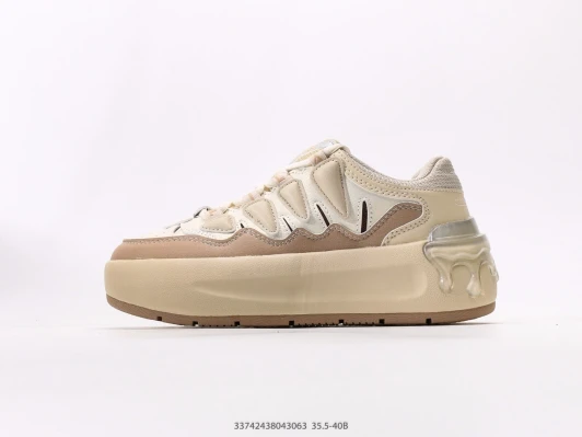 Platform Sneakers Cream Tan Leather Chunky Sole