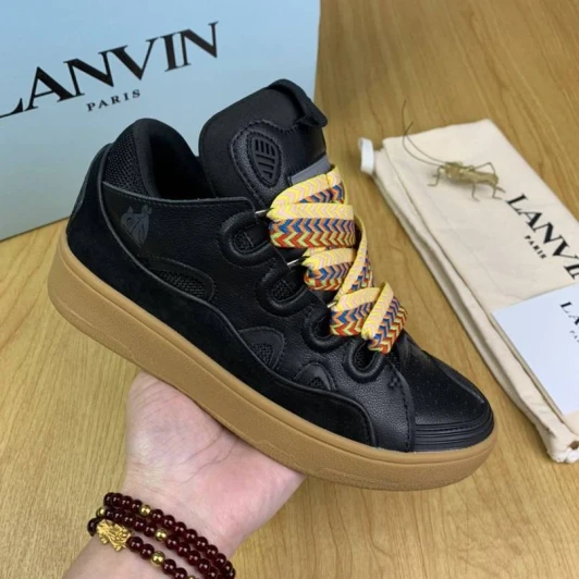 Lanvin Sneakers Black Leather Gum Sole