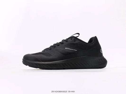 Ecco Sneakers Black Textile Lace-Up Outdoor Shoes