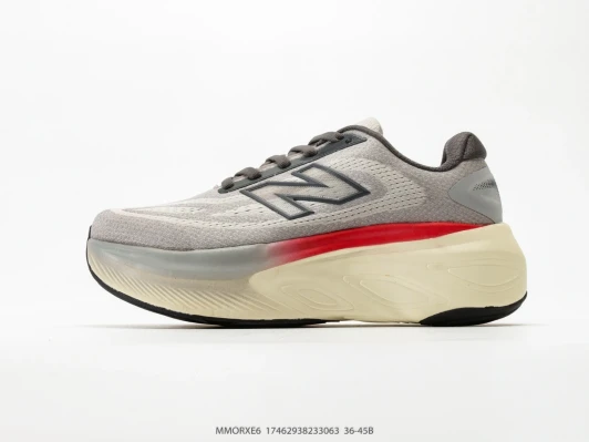 New Balance Running Shoes Grey Mesh Red Accent