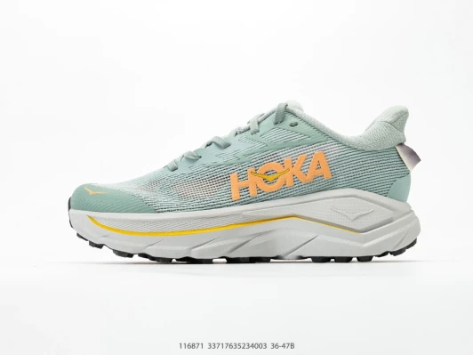 Hoka Running Shoes Light Green Mesh Chunky Sole