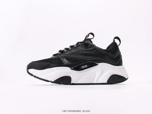 Dior Sneakers Black Leather Mesh Chunky Sole DM1602-121