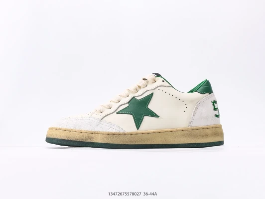 Golden Goose Ball Star Sneakers White Green Suede