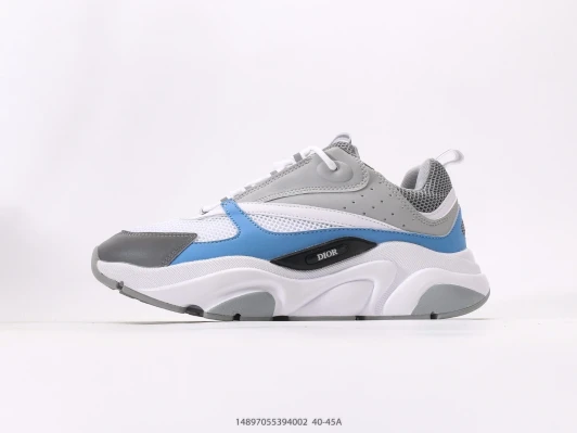 Dior B24 Sneakers Grey Blue Leather Mesh IB0018-100