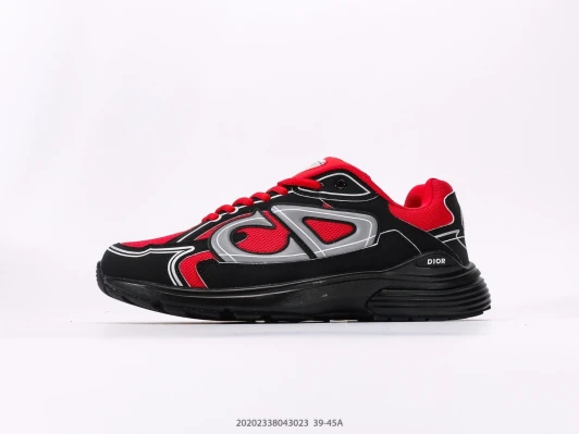 Dior B27 Low Sneakers Black Red Leather Suede IH7332-001