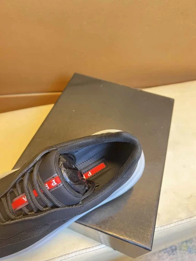 Prada Sneakers Black Mesh Lace Detail