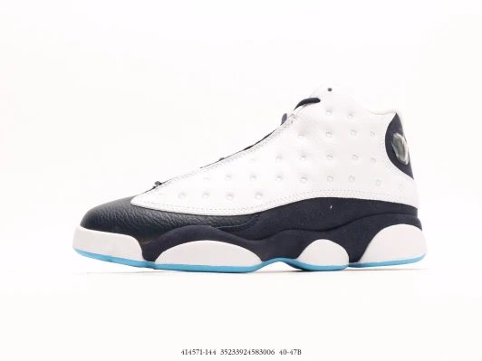 Air Jordan Basketball Shoes White Navy Blue Leather 414571-144