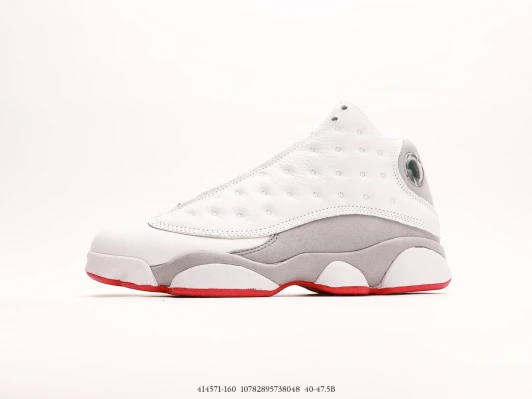 Air Jordan 13 Retro White Grey Red Leather Sneakers 414571-160