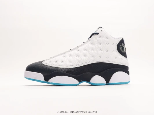 Air Jordan 13 Retro White Navy Blue Leather Basketball Shoes