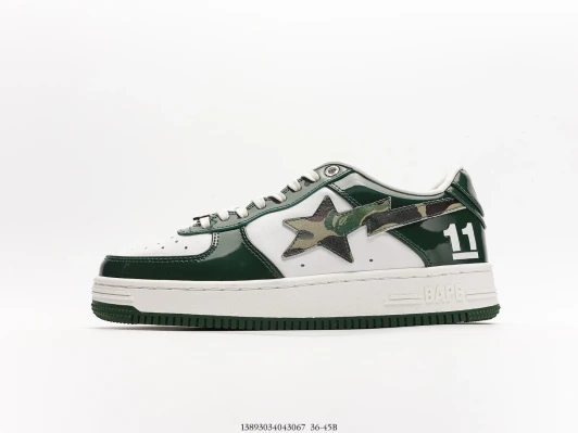 BAPE Sneakers White Green Patent Star Detail BV0074-300